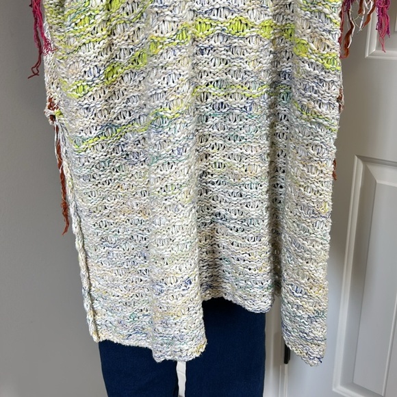 Free People Skies The Limit Cardigan Desert Dream Combo Longline Fringe Sz S - Picture 13 of 16